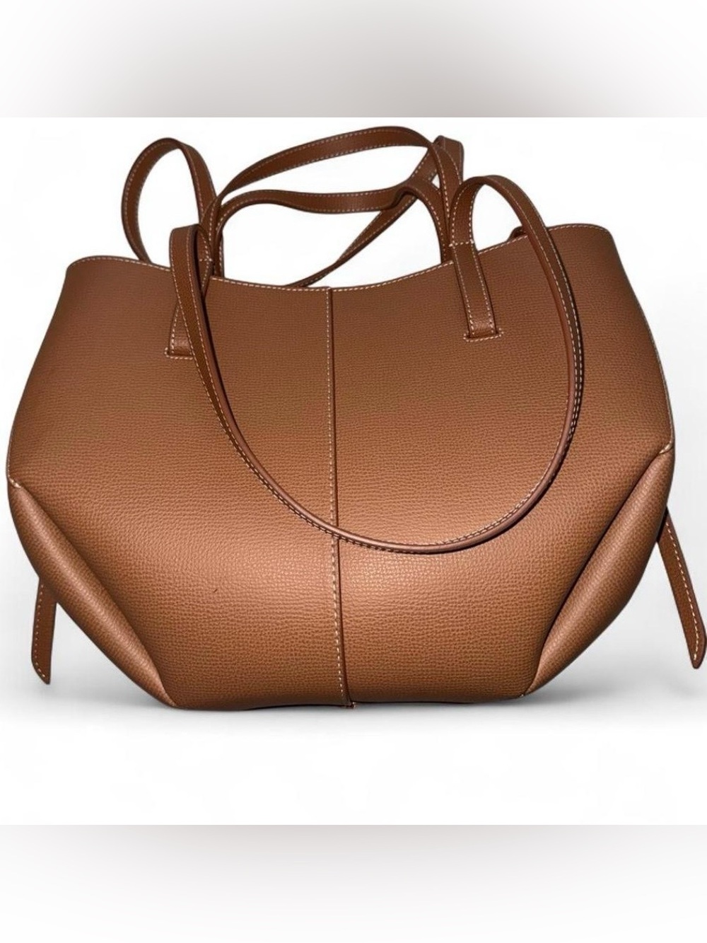 Polène Tan Pebbled Leather Tote